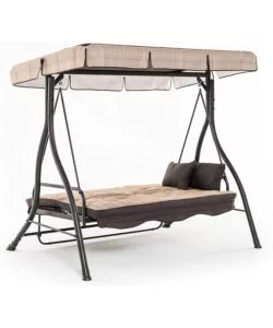 DONDOLO "ZANZIBAR" TRE POSTI CON STRUTTURA IN METALLO DI COLORE BEIGE.