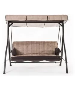 DONDOLO "ZANZIBAR" TRE POSTI CON STRUTTURA IN METALLO DI COLORE BEIGE.