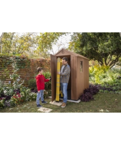 CASETTA DA GIARDINO KETER "DARWIN 4x6" IN EVOTECH+ COLORE MARRONE CON PORTA BATTENTE SINGOLA 125,8X184,5X205,1 CM