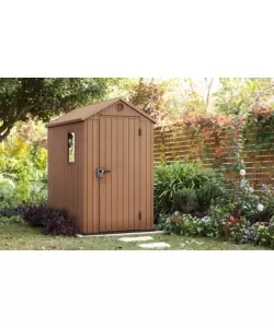 CASETTA DA GIARDINO KETER "DARWIN 4x6" IN EVOTECH+ COLORE MARRONE CON PORTA BATTENTE SINGOLA 125,8X184,5X205,1 CM