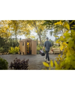 CASETTA DA GIARDINO KETER "DARWIN 4x6" IN EVOTECH+ COLORE MARRONE CON PORTA BATTENTE SINGOLA 125,8X184,5X205,1 CM