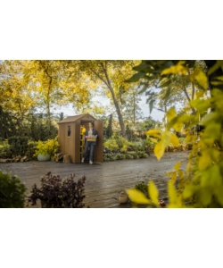 CASETTA DA GIARDINO KETER "DARWIN 4x6" IN EVOTECH+ COLORE MARRONE CON PORTA BATTENTE SINGOLA 125,8X184,5X205,1 CM