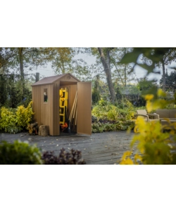 CASETTA DA GIARDINO KETER "DARWIN 4x6" IN EVOTECH+ COLORE MARRONE CON PORTA BATTENTE SINGOLA 125,8X184,5X205,1 CM