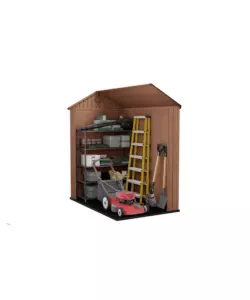 CASETTA DA GIARDINO KETER "DARWIN 4x6" IN EVOTECH+ COLORE MARRONE CON PORTA BATTENTE SINGOLA 125,8X184,5X205,1 CM