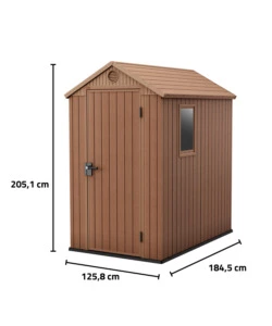 CASETTA DA GIARDINO KETER "DARWIN 4x6" IN EVOTECH+ COLORE MARRONE CON PORTA BATTENTE SINGOLA 125,8X184,5X205,1 CM