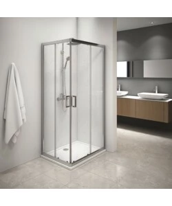 BOX DOCCIA ANGOLARE IN ALLUMINIO CON VETRO TRASPARENTE 70X90X185 CM