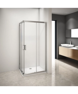 BOX DOCCIA ANGOLARE IN ALLUMINIO CON VETRO TRASPARENTE 70X90X185 CM