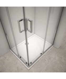 BOX DOCCIA ANGOLARE IN ALLUMINIO CON VETRO TRASPARENTE 70X90X185 CM