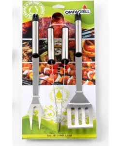 SET 3 UTENSILI PER BARBECUE OMPAGRILL IN ACCIAIO 36 CM