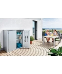 ARMADIO DA ESTERNO BIOHORT "ROMEO M" IN ACCIAIO ARGENTO METALLIZZATO, 132X57X140 CM - 55070