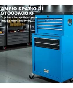 CASSETTIERA PORTA ATTREZZI EASY SYSTEM IN METALLO CON RUOTE E CASSETTIERA MOVIBILE 61,6X33X108,2 CM