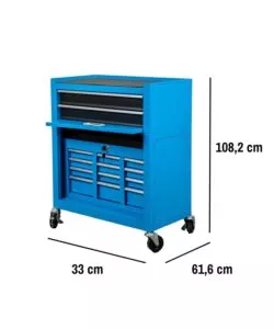 CASSETTIERA PORTA ATTREZZI EASY SYSTEM IN METALLO CON RUOTE E CASSETTIERA MOVIBILE 61,6X33X108,2 CM