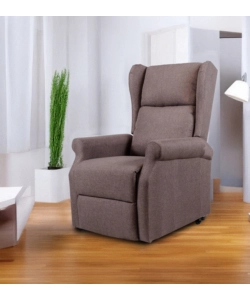 POLTRONA RELAX CON RECLINER ELETTRICO BELLAHOME "BERG" TESSUTO MARRONE, 72,5X94X109 CM