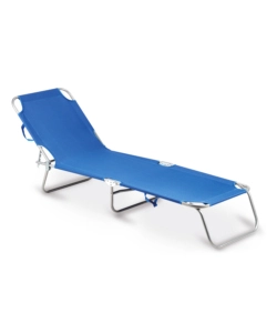 LETTINO PRENDISOLE PIEGHEVOLE E RECLINABILE ESSENZA "MAIORCA" IN ACCIAIO E PVC BLU 188X24X55 CM
