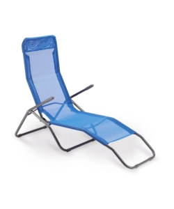 SDRAIO DA GIARDINO ESSENZA "FORMENTERA" IN ACCIAIO E TEXTILENE BLU 57X140X96 CM