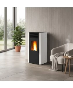 Stufa a pellet ventilata Caris "Maylea H" con purificatore HealthSystem bianco 7,5 Kw