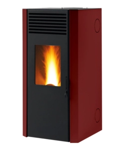 Stufa a pellet ventilata Caris "Maylea H" con purificatore HealthSystem bordeaux 7,5 Kw