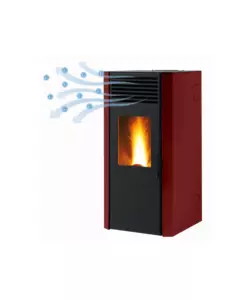 Stufa a pellet ventilata Caris "Maylea H" con purificatore HealthSystem bordeaux 7,5 Kw