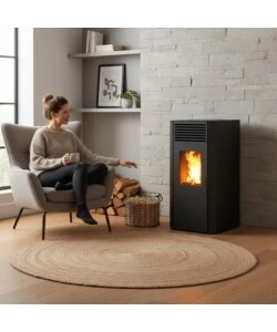 Stufa a pellet ventilata Caris "Maylea H" con purificatore HealthSystem nero 7,5 Kw