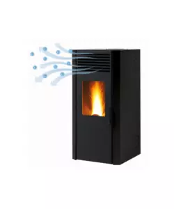 Stufa a pellet ventilata Caris "Maylea H" con purificatore HealthSystem nero 7,5 Kw