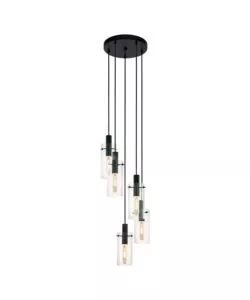 LAMPADA A SOSPENSIONE "MONTEFINO" VETRO E METALLO, 5X60W