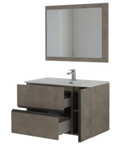MOBILE BAGNO SOSPESO "OXID" CON SPECCHIO, 90X46X57 CM