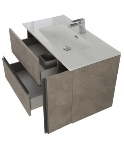 MOBILE BAGNO SOSPESO "OXID" CON SPECCHIO, 90X46X57 CM