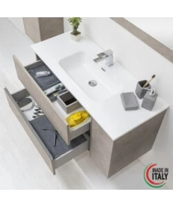 MOBILE BAGNO SOSPESO "OXID" CON SPECCHIO, 110X46X57 CM