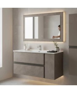 MOBILE BAGNO SOSPESO "OXID" CON SPECCHIO, 110X46X57 CM