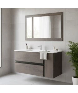 MOBILE BAGNO SOSPESO "OXID" CON SPECCHIO, 110X46X57 CM