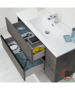 MOBILE BAGNO SOSPESO "OXID" CON SPECCHIO, 90X46X57 CM