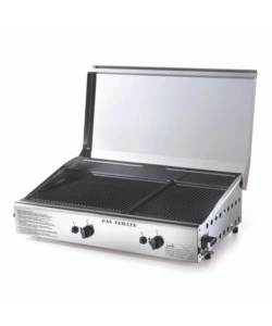 BARBECUE A GAS OMPAGRILL CON PLANCHA DOPPIA E COPERCHIO 2 BRUCIATORI