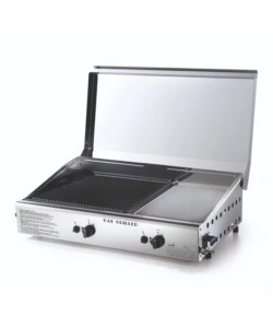 BARBECUE A GAS OMPAGRILL CON PLANCHA DOPPIA E COPERCHIO 2 BRUCIATORI 71,5X44X24 CM