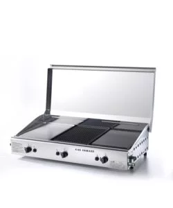 BARBECUE A GAS OMPAGRILL CON PLANCHA TRIPLA E COPERCHIO 3 BRUCIATORI