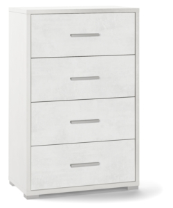 MOBILE 4 CASSETTI BIANCO CON FINITURA BIANCO OSSIDO