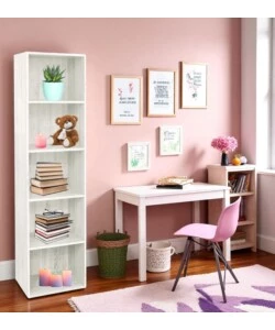 LIBRERIA 4 RIPIANI "READY 2" ROVERE BIANCO 40X29X172 CM