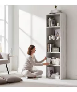 Libreria 4 ripiani "Ready 2" rovere bianco 40x29x172 cm