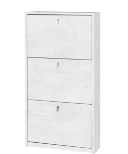 SCARPIERA BIANCA CON 3 ANTE, 63X18X117 CM