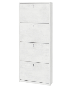 SCARPIERA BIANCA CON 4 ANTE, 63X18X154 CM
