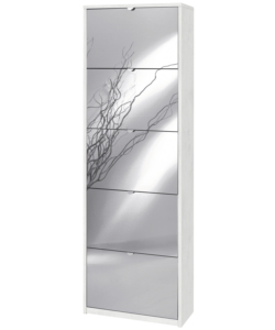 SCARPIERA BIANCA CON 5 ANTE A SPECCHIO, 63X29X190 CM