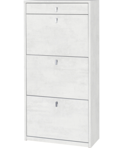 SCARPIERA BIANCA CON 3 ANTE E 1 CASSETTO, 63X29X127 CM