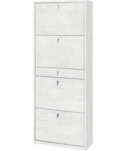 SCARPIERA BIANCA CON 4 ANTE E 1 CASSETTO, 63X29X164 CM