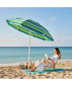 OMBRELLONE DA SPIAGGIA GIREVOLE ROTONDO EUROGARDEN FANTASIE ASSORTITE 180X180 CM