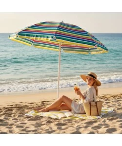 OMBRELLONE DA SPIAGGIA GIREVOLE ROTONDO EUROGARDEN FANTASIE ASSORTITE 180X180 CM