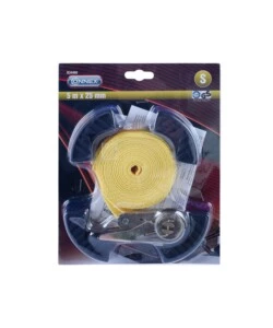 CINGHIA DI ANCORAGGIO 245 KG. 25 MM. X 5 MT. CON TENDITORE E 4 PARA BORDI RICURVI