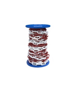 CATENA GENOVESE MAGLIA LUNGA SALDATA Ø 5 MM. IN ACCIAIO BIANCO/ROSSO 30 MT.