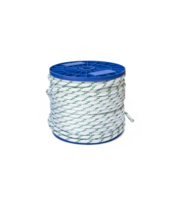 CORDA IN POLIESTERE Ø 8 MM. BIANCO CON SEGNALINO VERDE 80 MT.