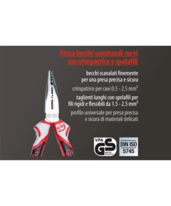 PINZA BECCHI CURVI 3K CON CRIMPATRICE E SPELAFILI 160 MM.