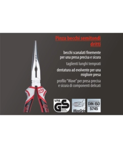 PINZA BECCHI SEMITONDI DRITTI 3K 200 MM.