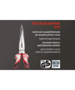 PINZA BECCHI SEMITONDI CURVI 3K 200 MM.